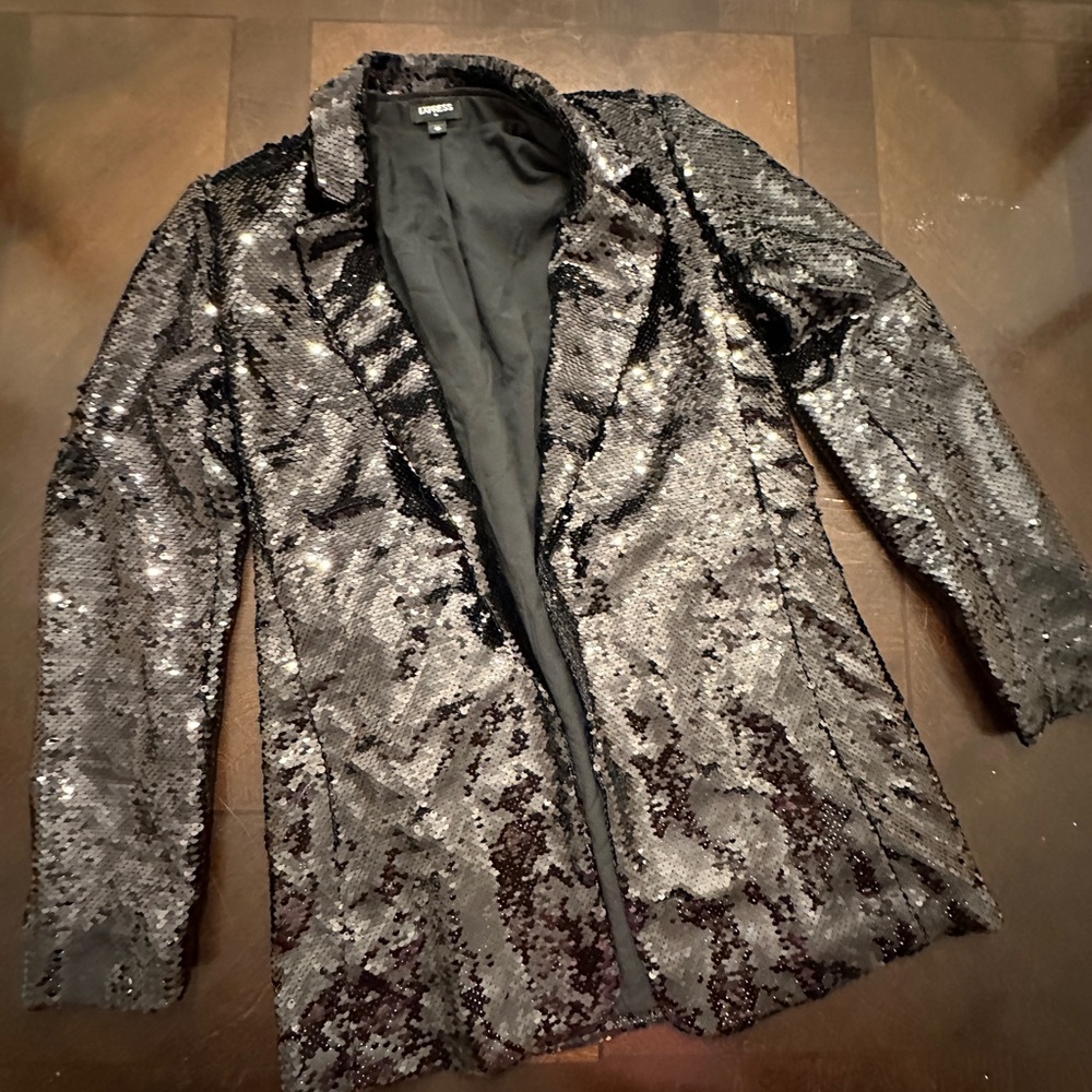 Express Black Sequin Blazer